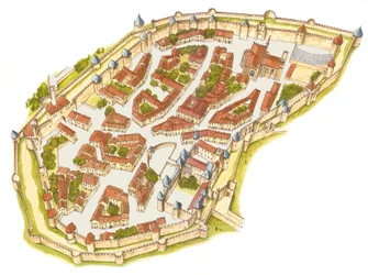 Carcassonne, Frankreich. Luftaufnahme